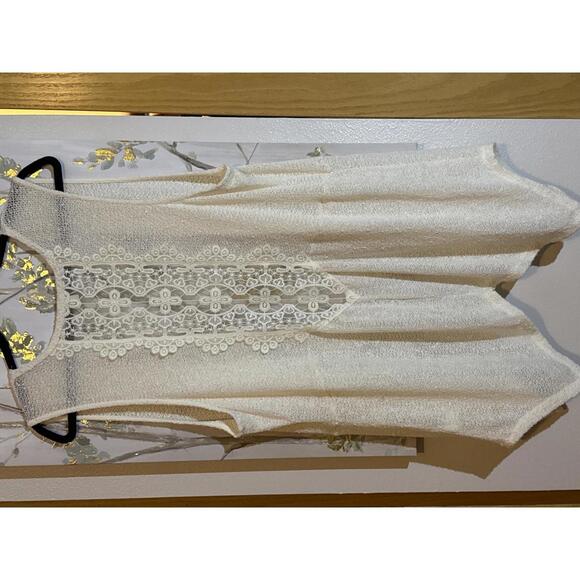 Maurices Ivory Lace Back Sleeveless Open Front Vest L/XL - Picture 6 of 8